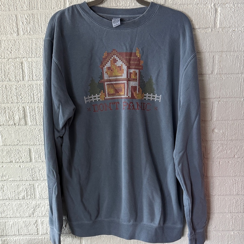 Bo Burnham “Don’t Panic” Blue Graphic Sweatshirt